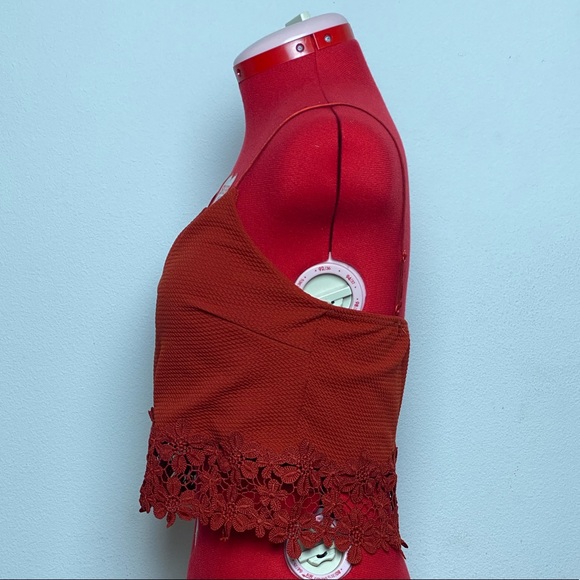Burnt Orange Lace Sara la Crop Top- Size L (EUC) - Picture 2 of 4